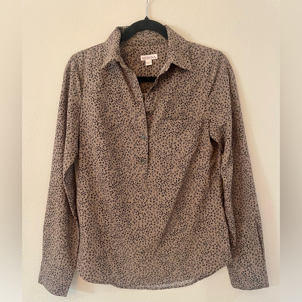 Merona Animal Print Shirt - Black and Tan